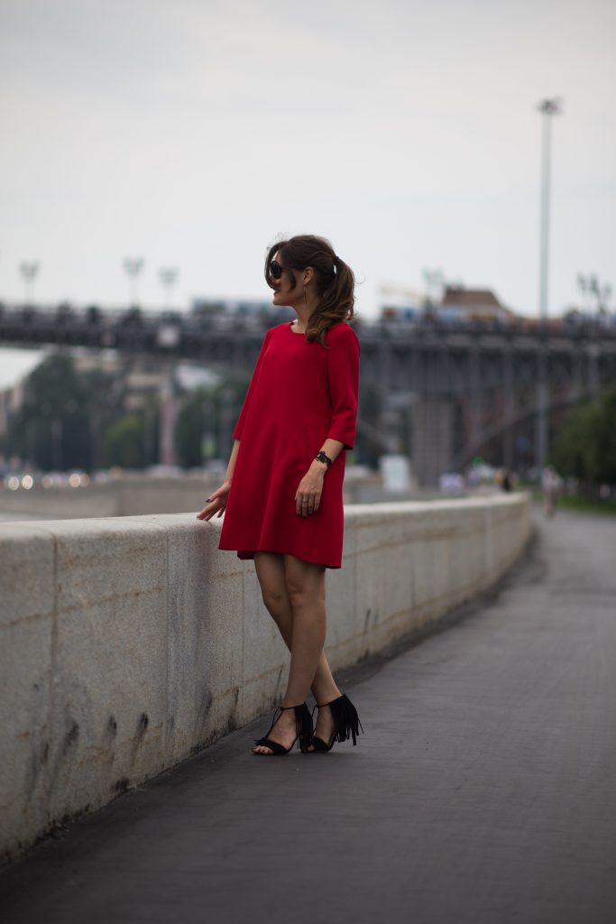 Платье красное А-силуэта в интернет-магазине www.dressex.ru