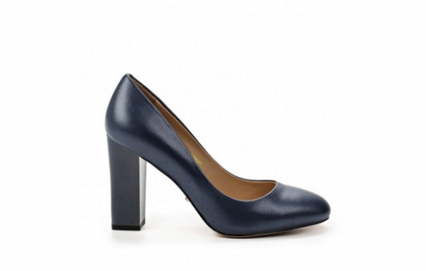 Angelina Voloshina туфли синие из натуральной гладкой кожи на толстом каблуке в интернет-магазине www.dressex.ru