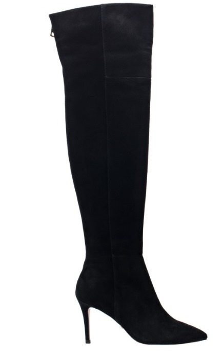 Angelina Voloshina черные сапоги ботфорты из замши каблук 8 см в интернет-магазине www.dressex.ru